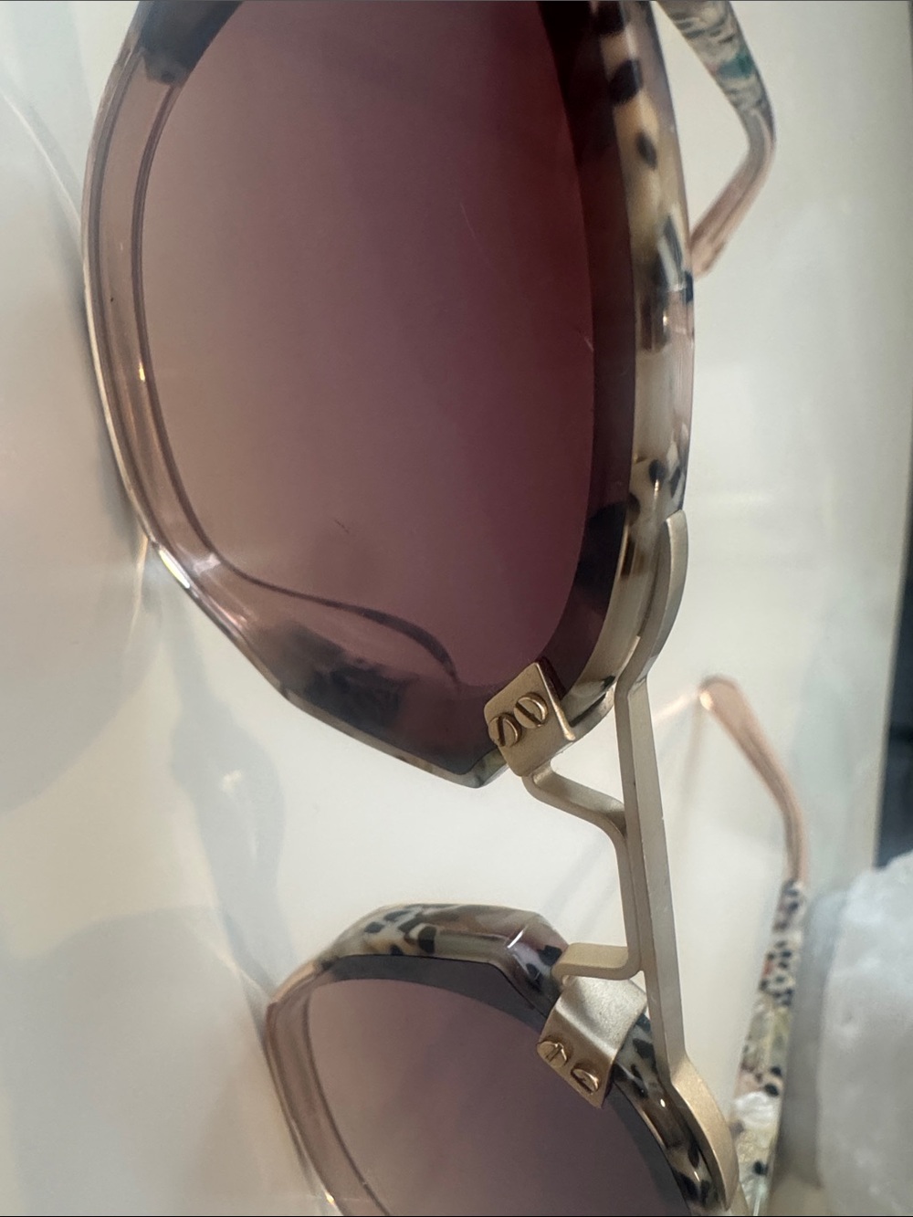 KREWE Beau nylon| poppy Tinted Pink Gradient Lenses with Patterned Acetate Frame - Picture 6 of 6